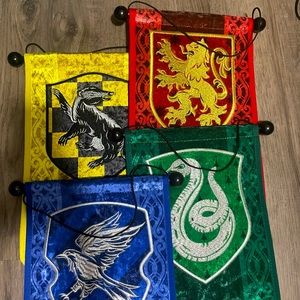 Harry Potter Gryffindor, Hufflepuff, Ravenclaw, & Slytherin Banners